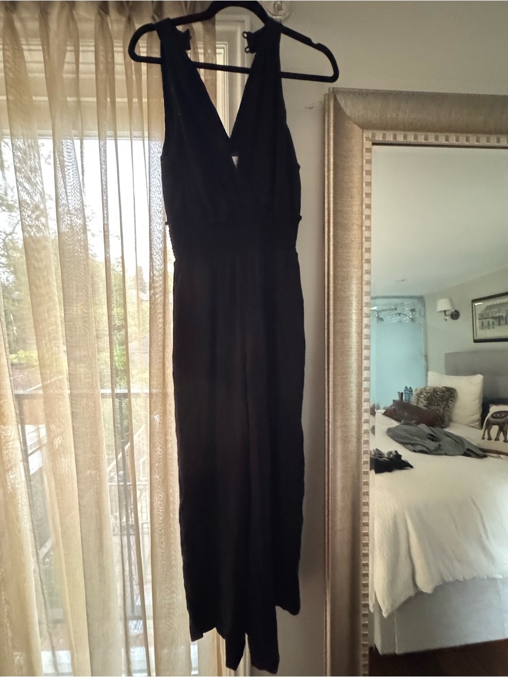 Anthropologie Black V-Neck Jumpsuit